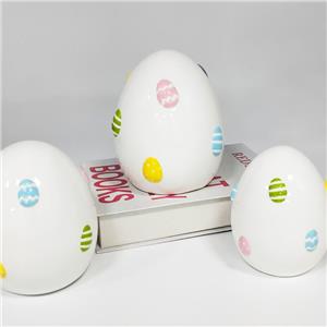 White Ceramic Easter Egg Figurine | Dopamine Color Relief Egg Accents | Fresh Spring Gift