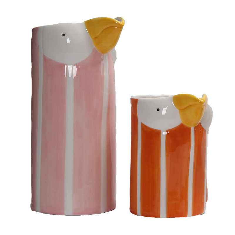 Cute Cartoon Duck‑Head Shaped Ceramic Vase, Playful Spring Home Tabletop Decor