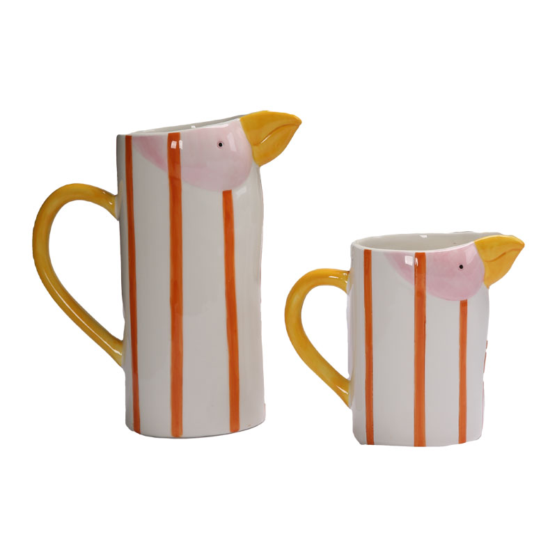 Creative Cartoon Orange Striped Ceramic Bird Vase