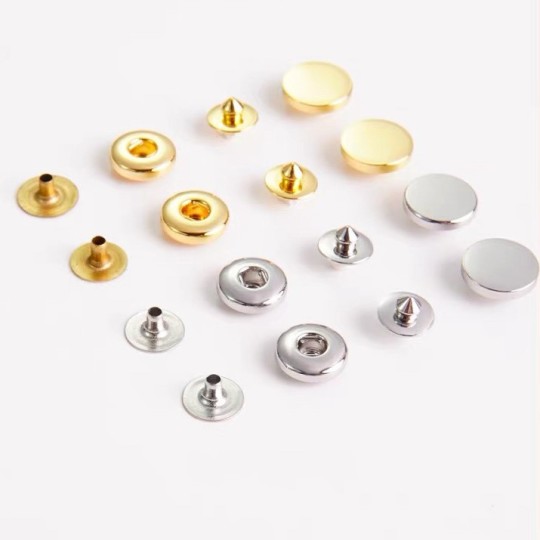 Logo Metal Four Parts Snap Buttons For Leather Handbag