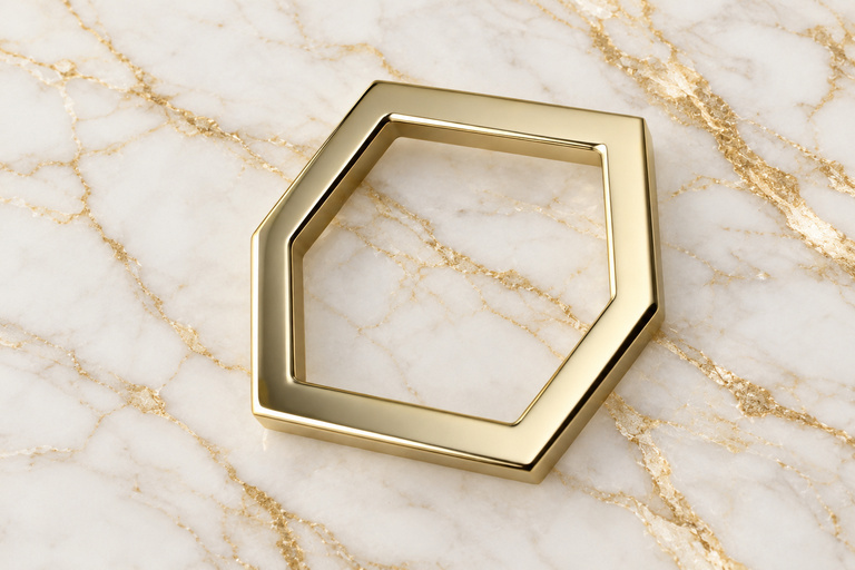 HEFT 128 Gold Tone Hexagonal Ring for Bags