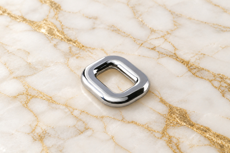 HEFT 356 Silver Tone Rounded Square Ring for Bags