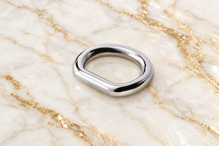 HEFT 489 Silver Tone Rounded D Ring for Bags