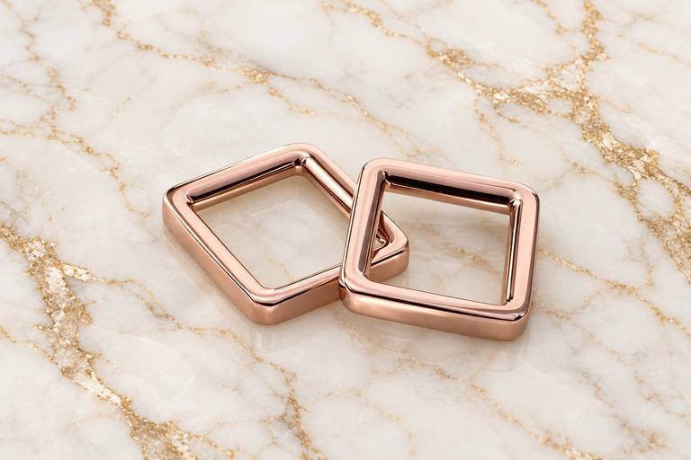 HEFT 693 Rose Gold Tone Square Rings for Bags