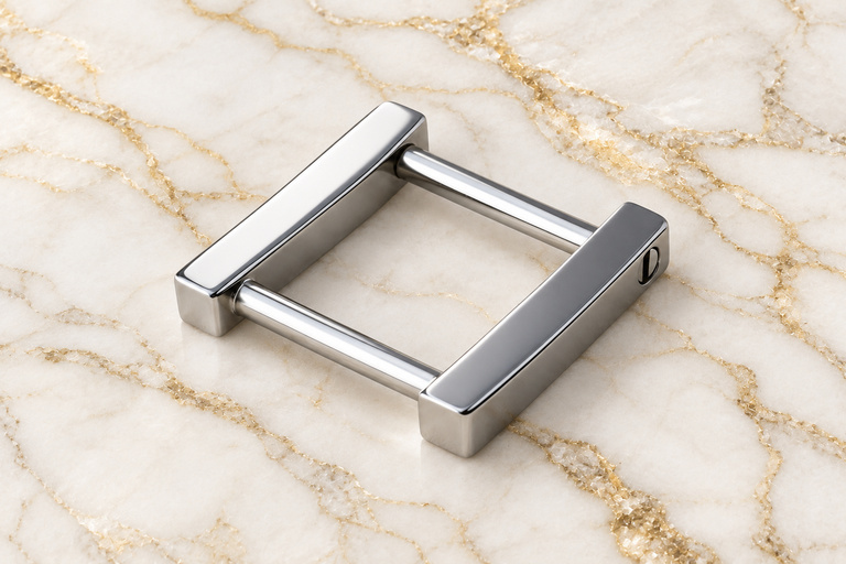 HEFT 742 Silver Tone Rectangular Strap Connector for Bags