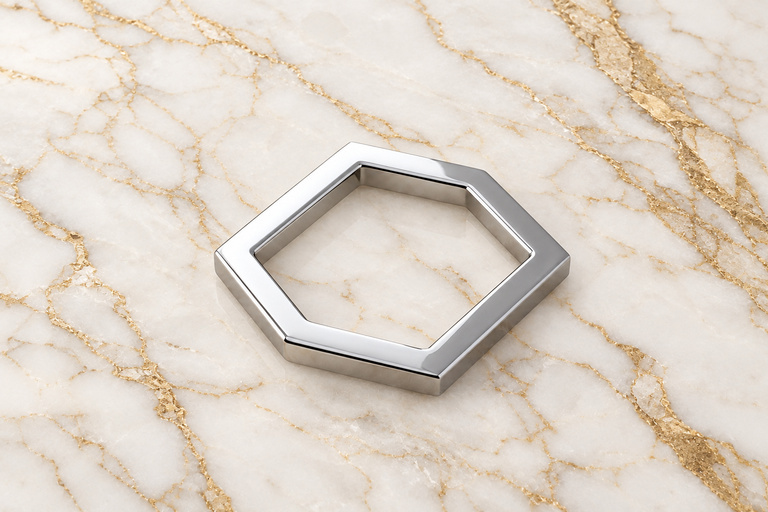 HEFT 958 Silver Tone Hexagonal Ring for Bags