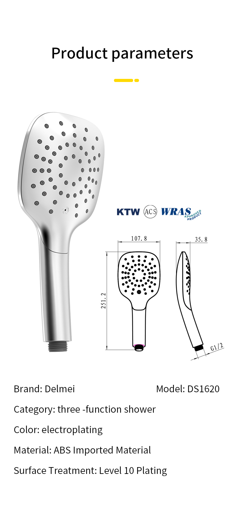 KTW certificated handshower