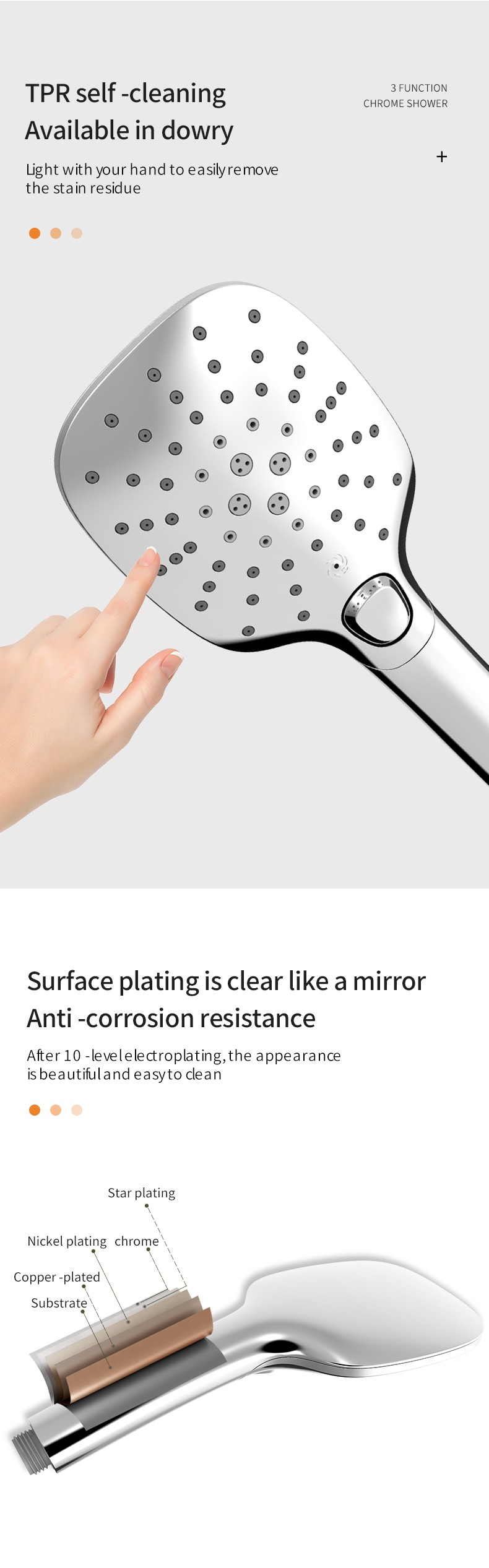 soft square shower head with handheld