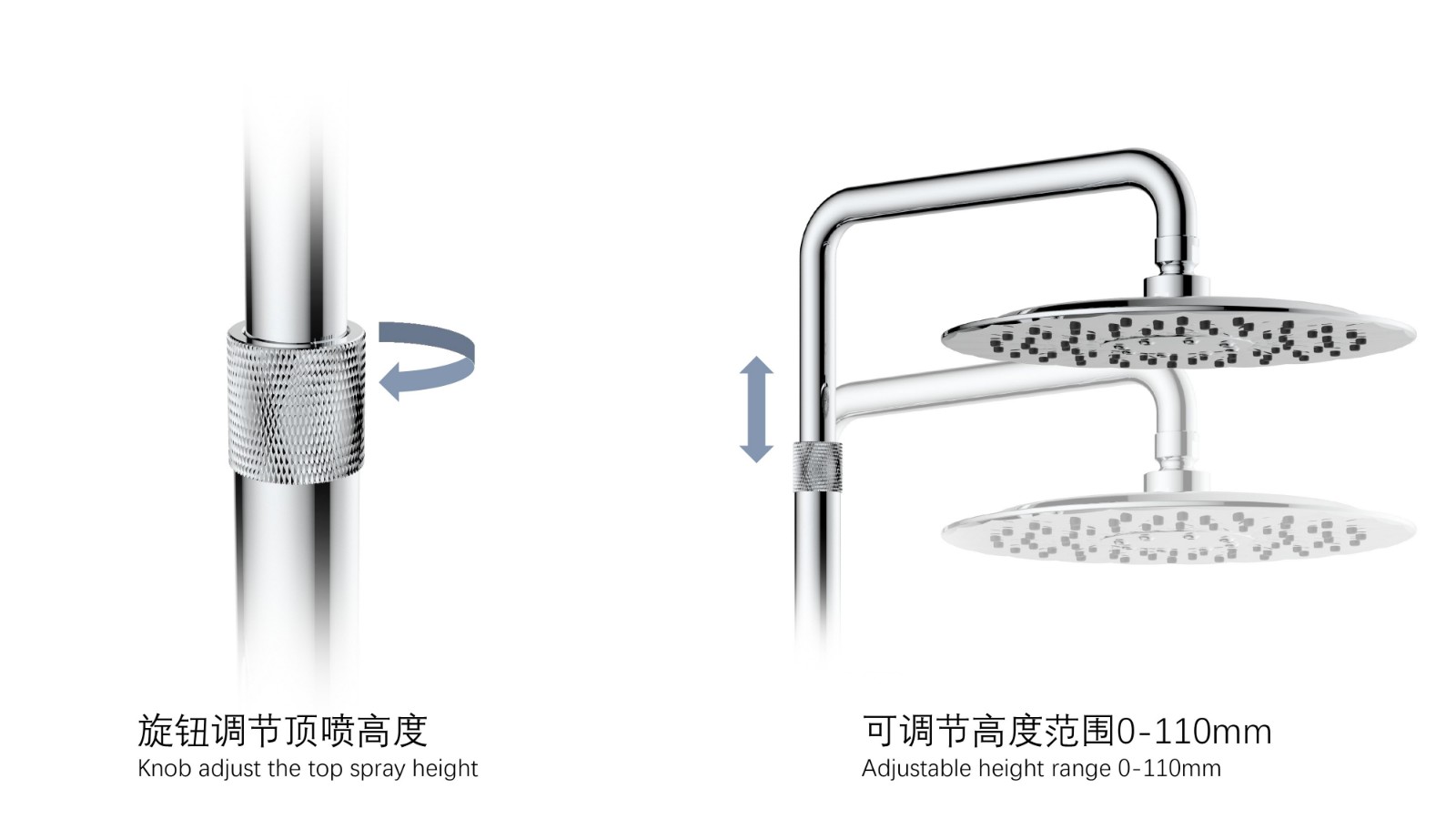 dual adjustable rain shower head with handheld shower