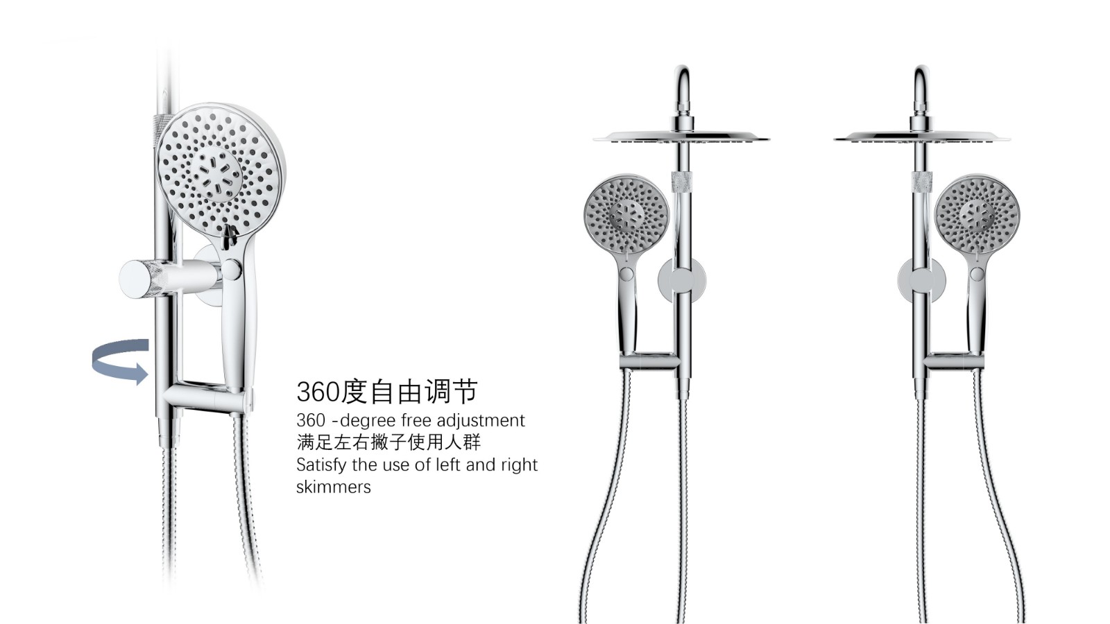 dual adjustable rain shower head with handheld shower