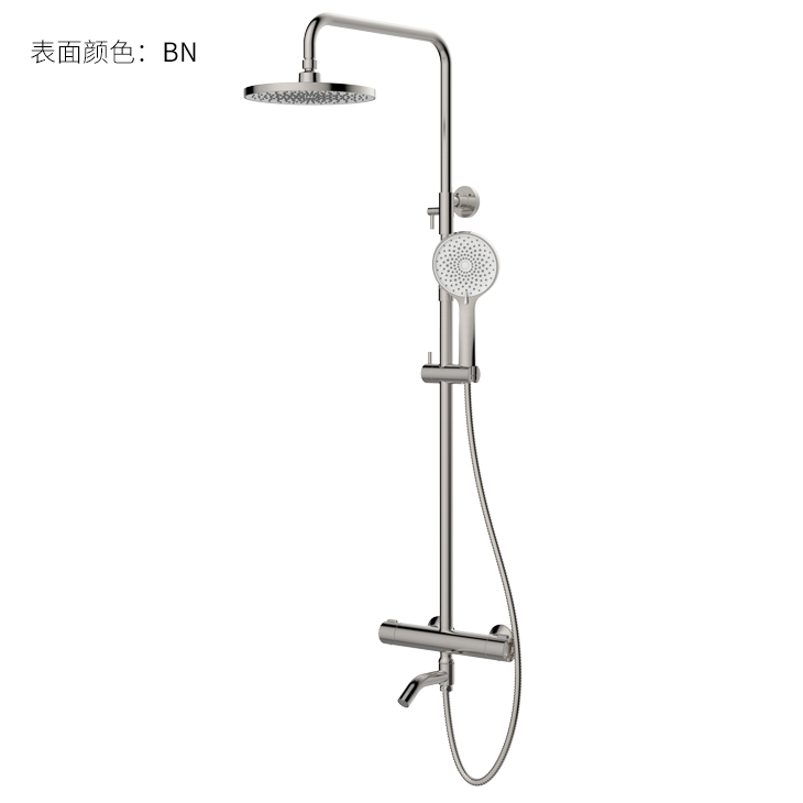 Chromed Shower Column With Stainless Steel Round Tube And Thermostatic Mixer