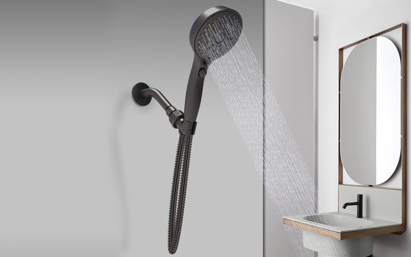 Four Function Handshower Set With Stainless Steel Hose And Shower Arm Mount