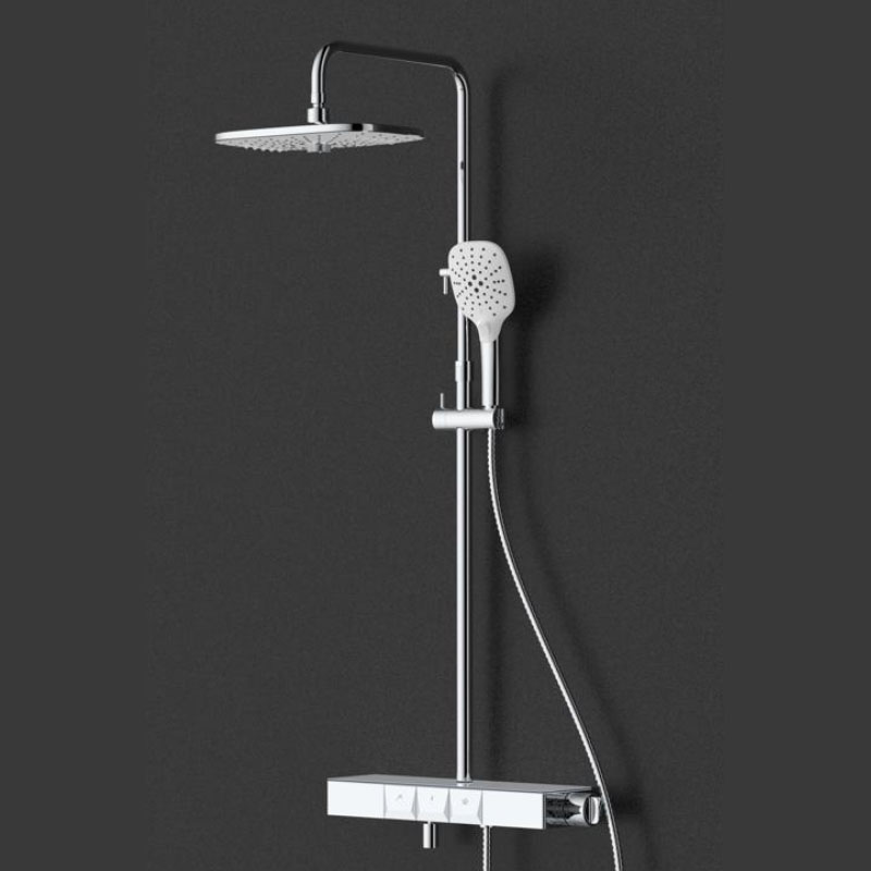 Shower Column With Glass Shelf Thermostatic Mixer And Temperature Adjustable Handle