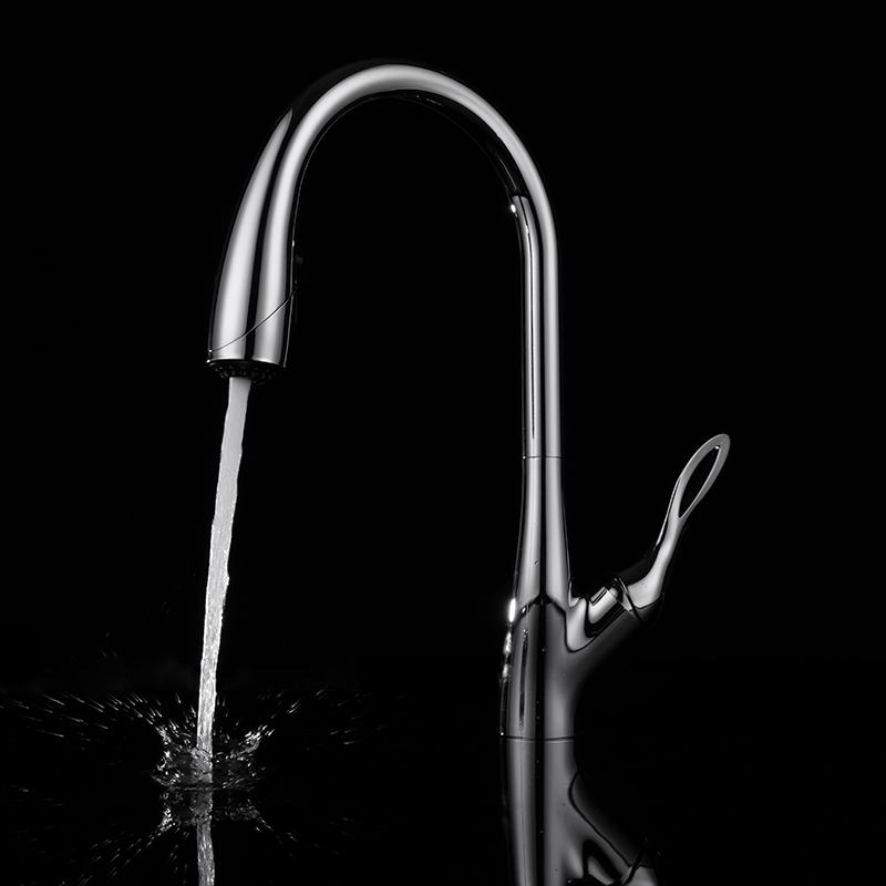 Kitchen Sink Faucet With Pull Out Sprayer Chrome Gooseneck