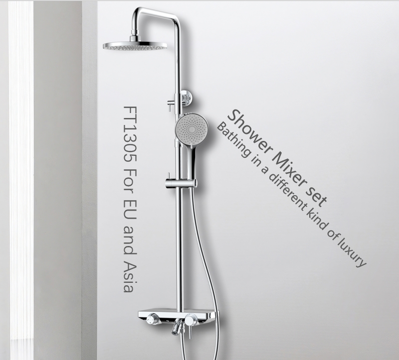 Shelf engraved knob thermostatic valve with difference color shower set