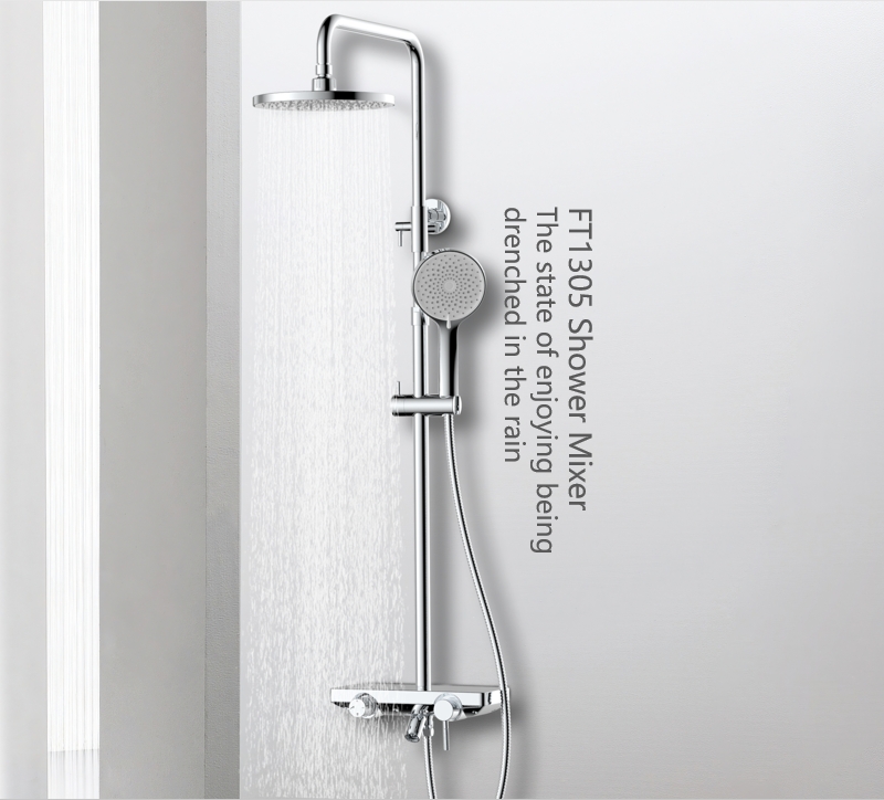 Shelf engraved knob thermostatic valve with difference color shower set