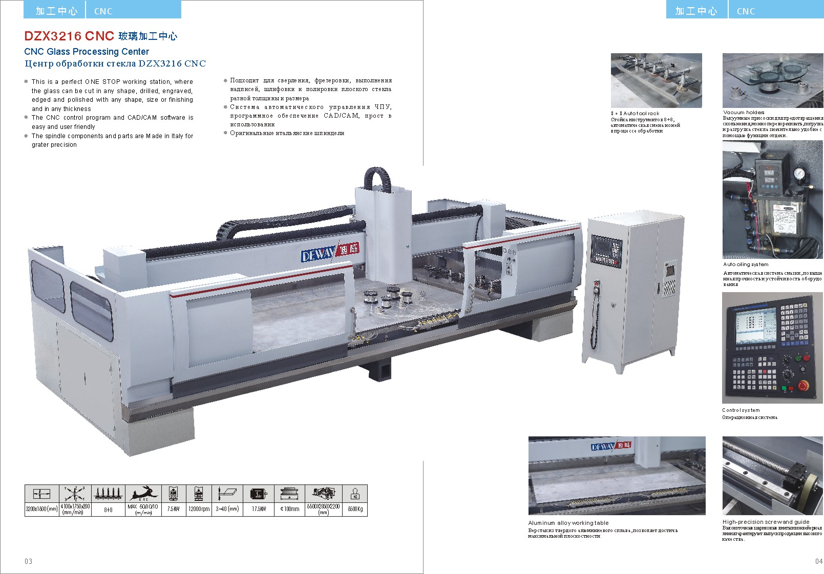 DZX3216 CNC Glass Working Center (3200X1600)