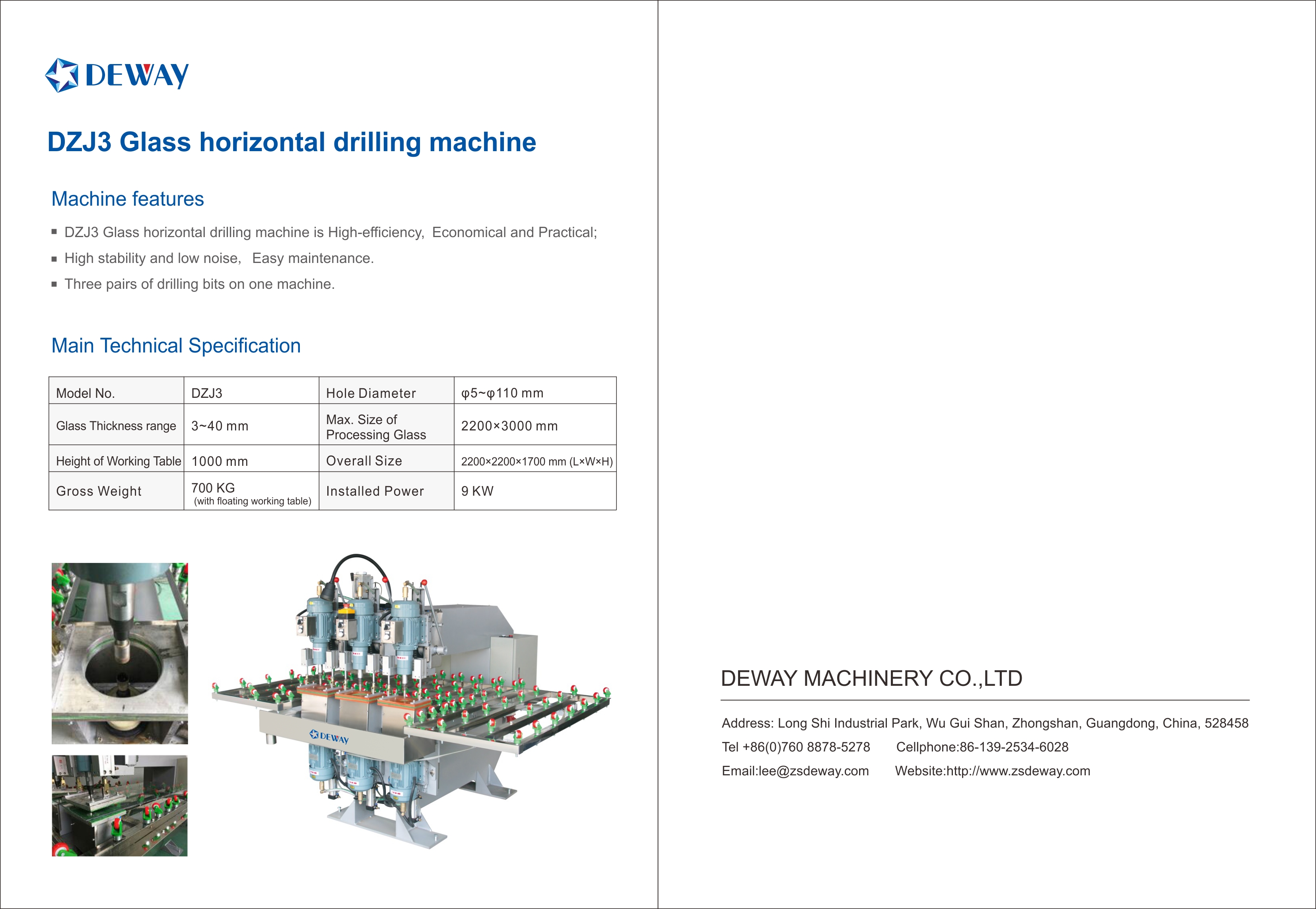 DZJ3 Glass Drilling Machine (3 Pairs Driller)