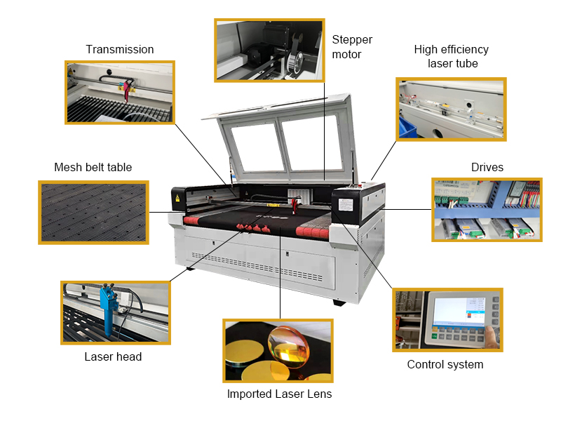 Rubber Paper Fabric Leather 1390 Co2 Laser Cutting Machine