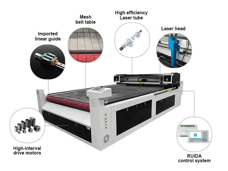 Máquina de corte a laser CO2 de couro 1325 para tecido de papel de borracha