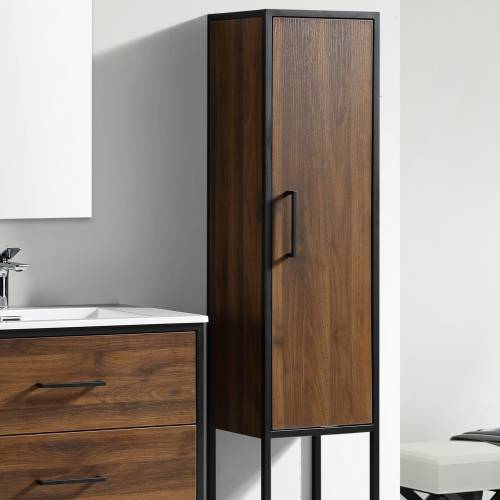 Plywood Bathroom Cabinet with Ceramic Basin and side Cabinet