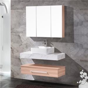 Wall Mounted PVC Bathroom Cabinet Sink With Mirror