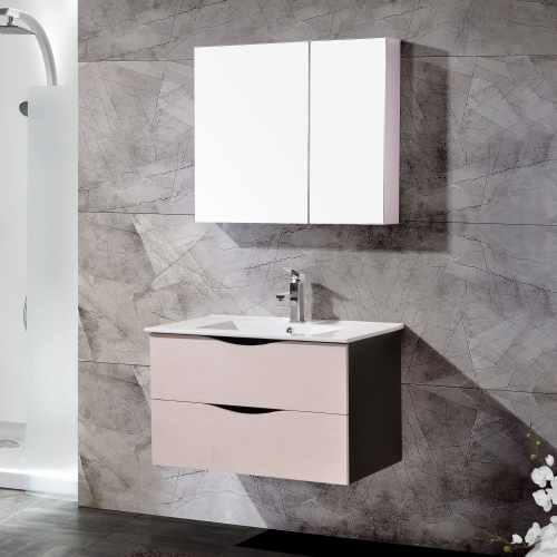 PVC Paint Free Bathroom Cabinet Furniture With LED Mirror