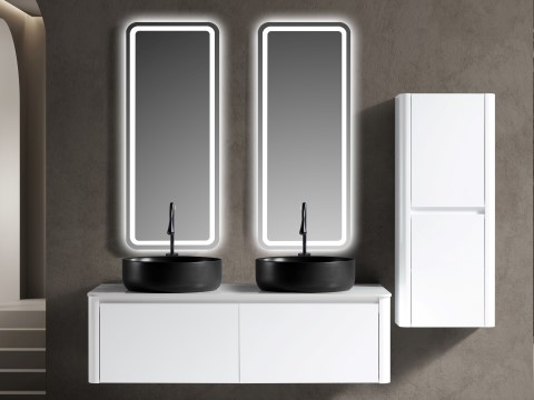 ตู้ห้องน้ำเก็บของ พีวีซี อ่างล้างหน้าคู่