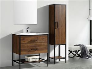 Plywood Bathroom Cabinet with Ceramic Basin and side Cabinet