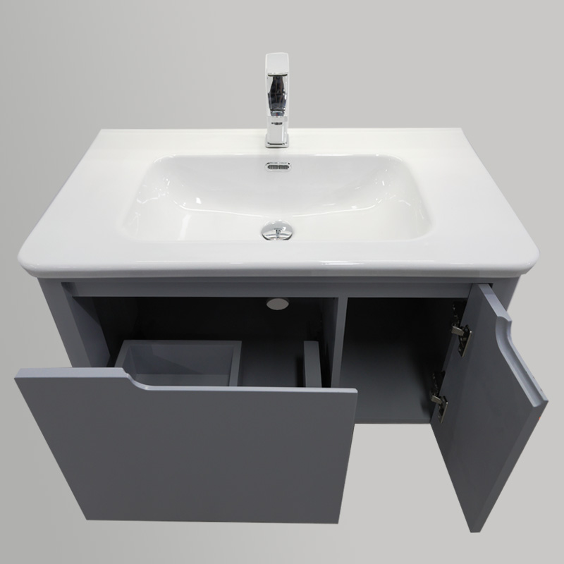 Floating Bathroom Vanities with Curved Sink and 32 Inch Medicine Cabinet