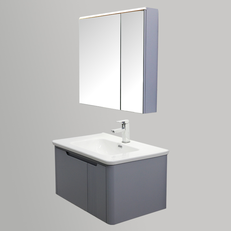 Floating Bathroom Vanities with Curved Sink and 32 Inch Medicine Cabinet