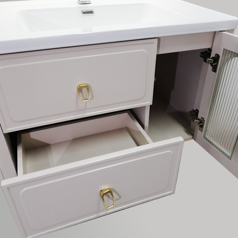 32 Inch Bathroom Vanity with Ceramic Sink and Mirrored Cabinet