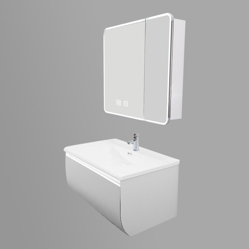 Space-Saving Bathroom Vanity with Sink & LED Mirror Cabinet