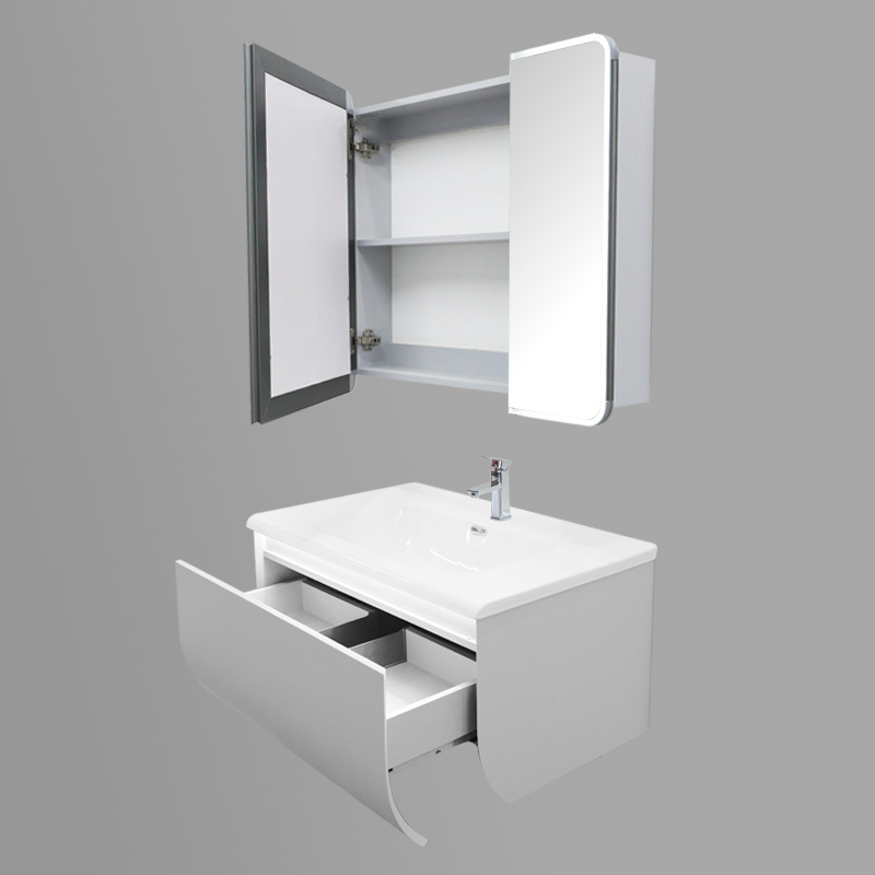 Space-Saving Bathroom Vanity with Sink & LED Mirror Cabinet