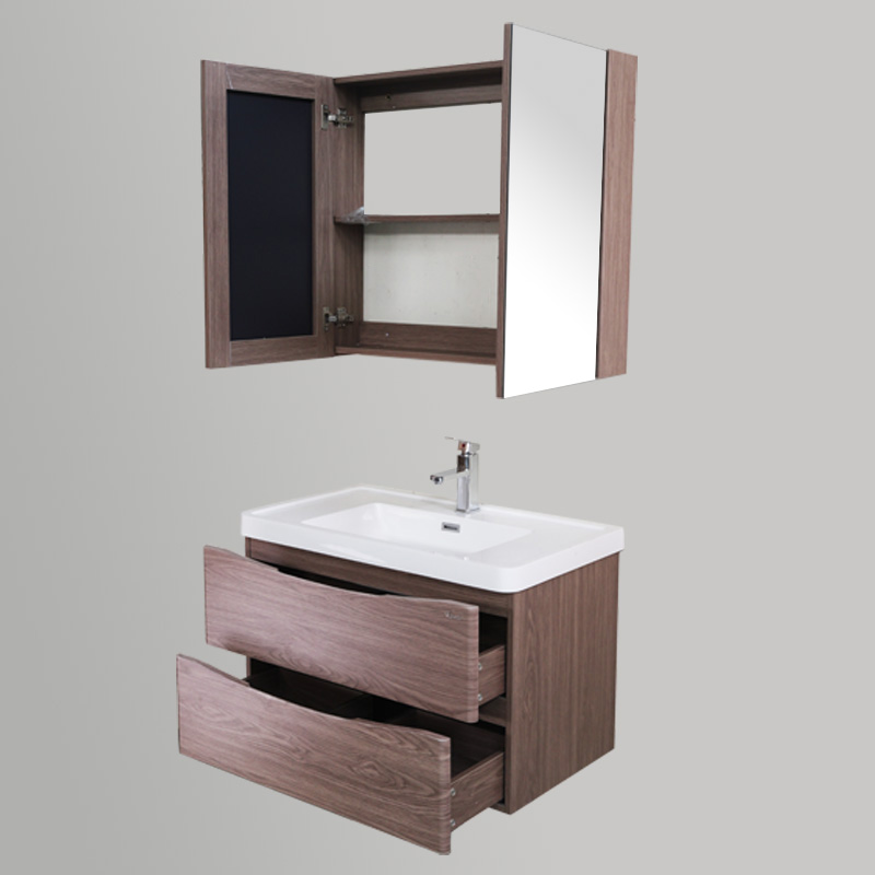 Wall Hung 32 Inch Bathroom Cabinet in PVC Free Paint with Soft-Close Drawers and Resin Basin