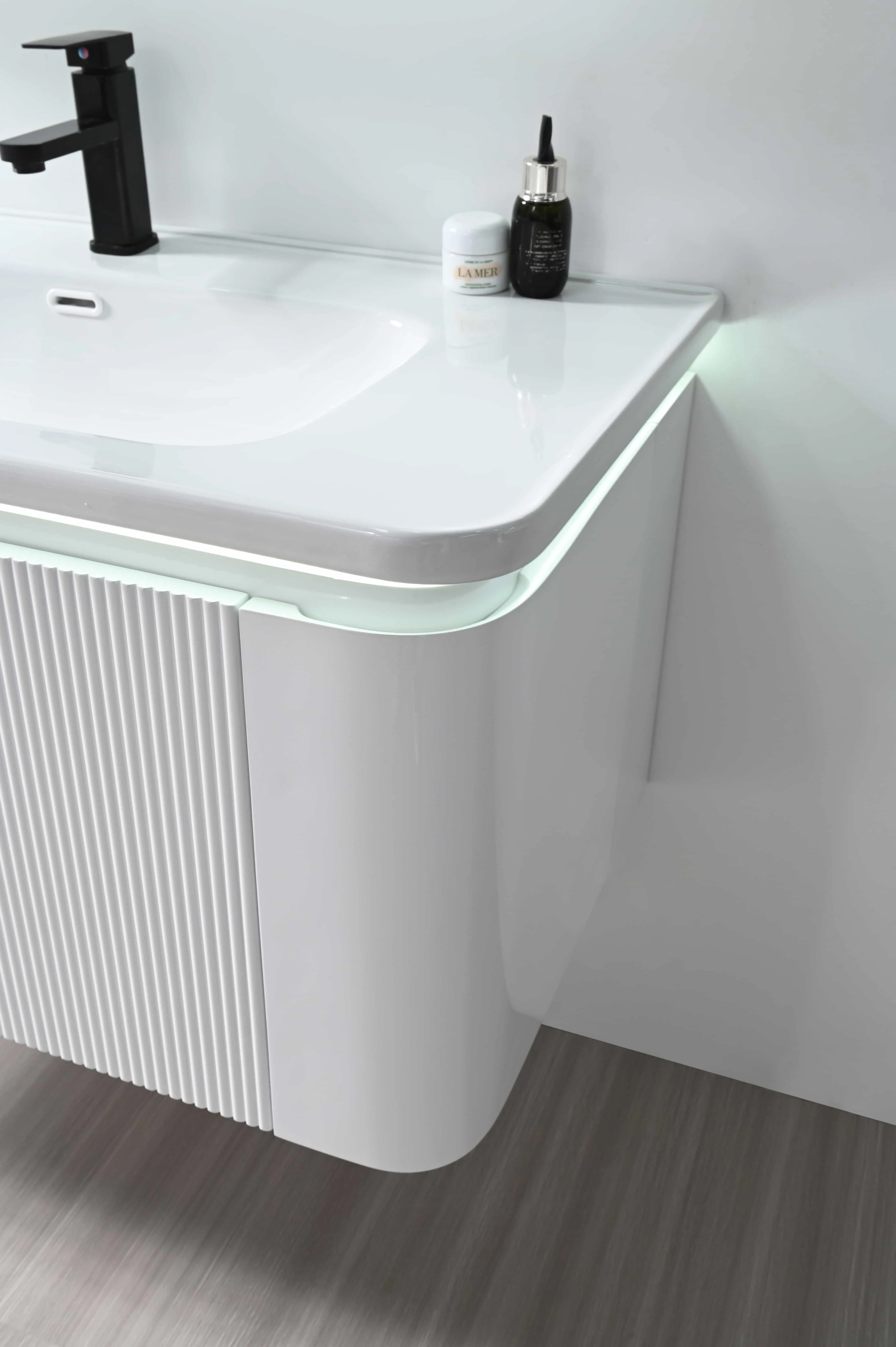 PVC Bathroom Vanity with LED Mirror Cabinet | 1000mm Wall Mounted Bathroom Vanity