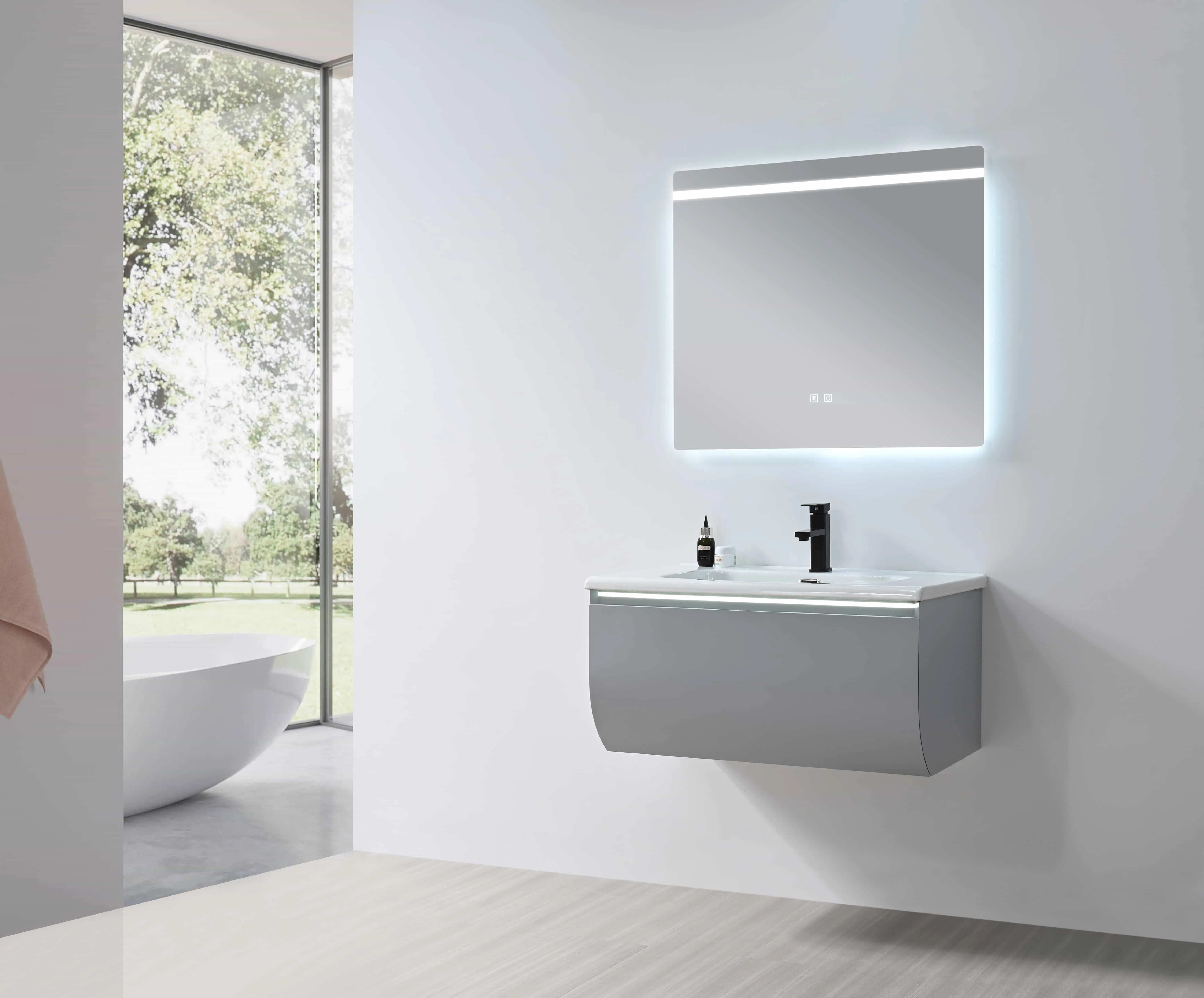 Modern PVC Bathroom Vanity with LED Mirror (V6070)