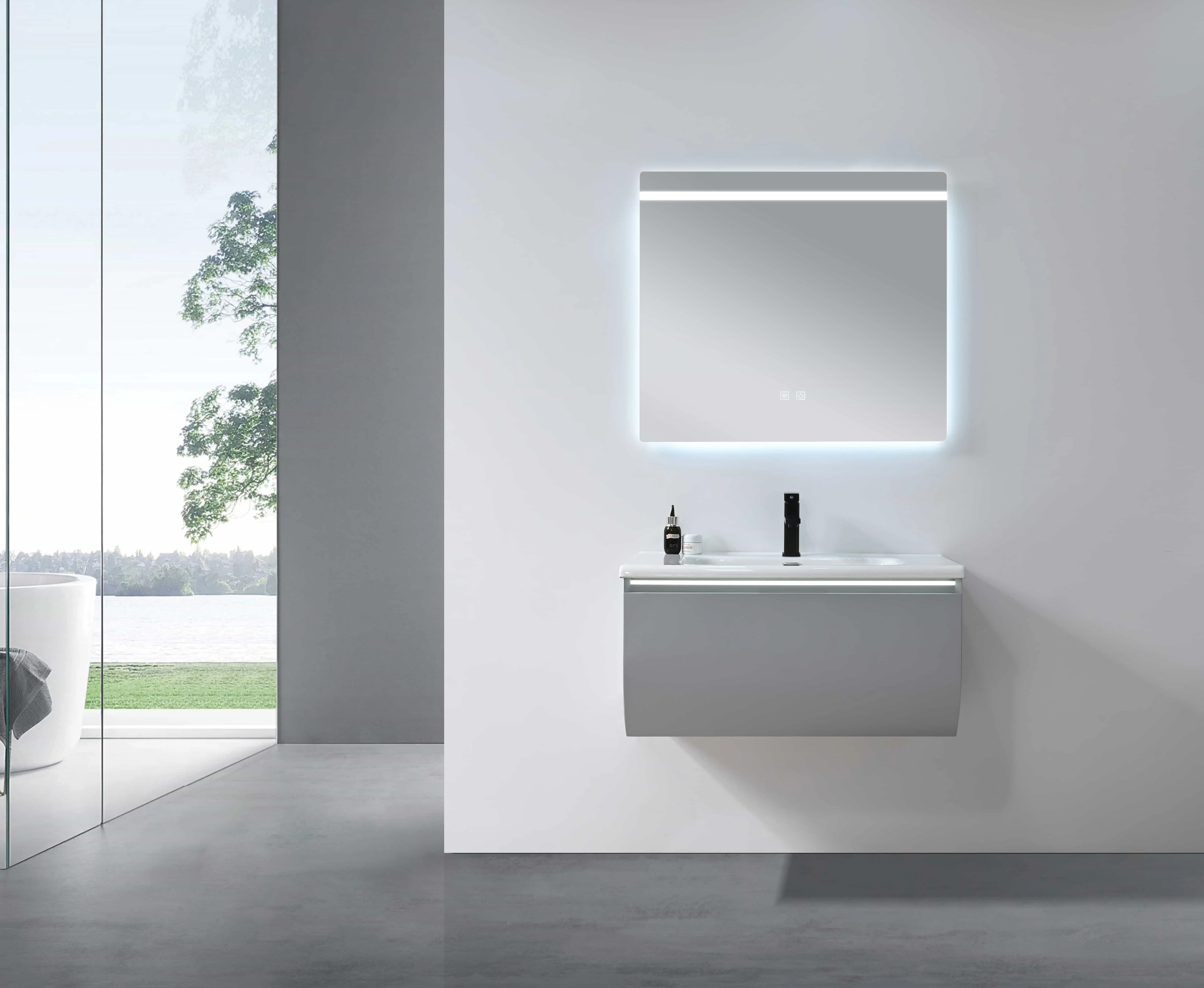 Modern PVC Bathroom Vanity with LED Mirror (V6070)