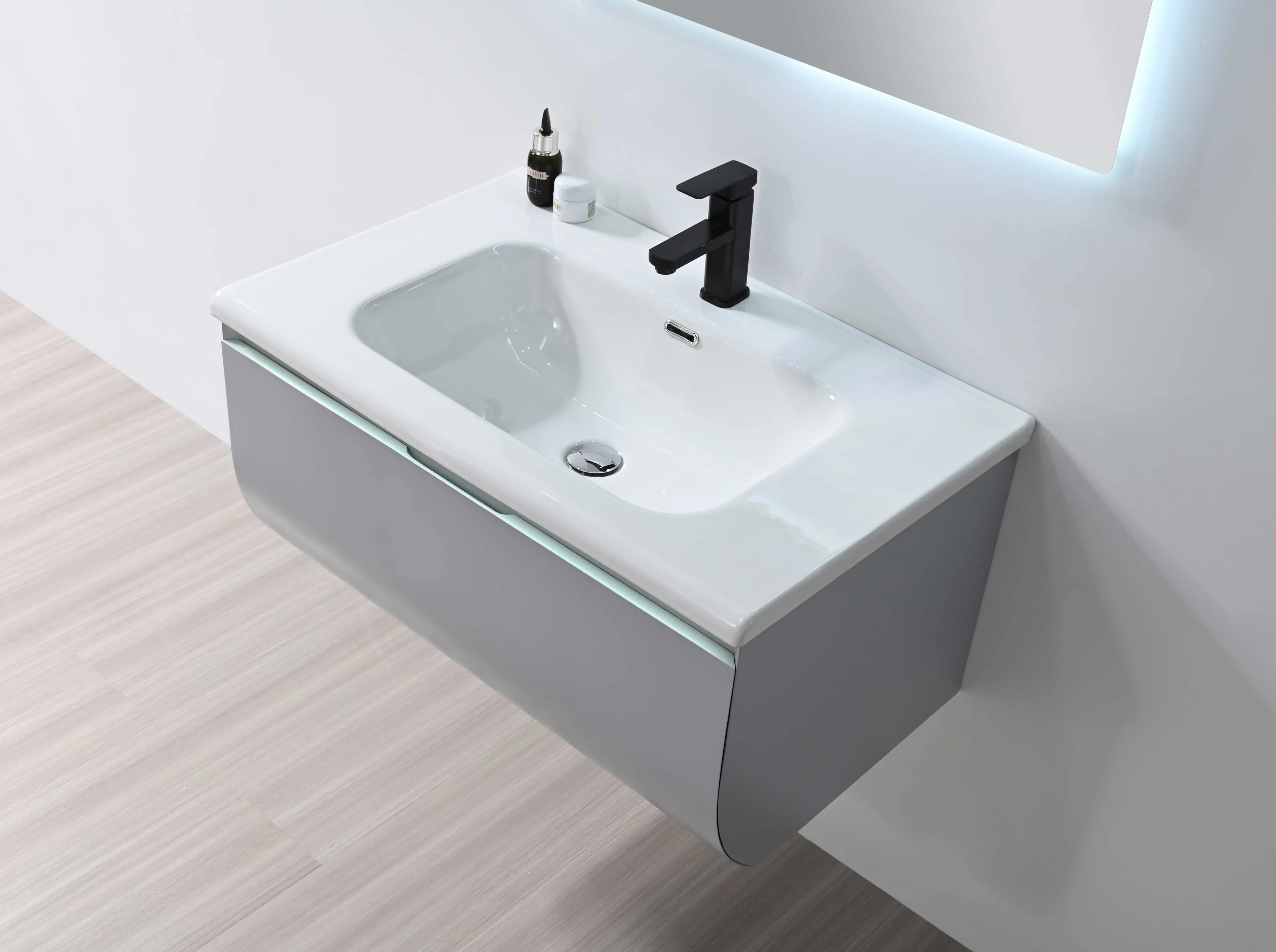 Modern PVC Bathroom Vanity with LED Mirror (V6070)