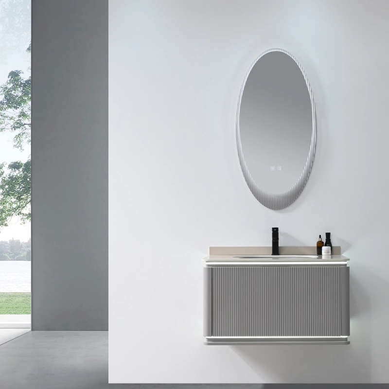 Stylish Bathroom Vanity Unit with LED Mirror and Soft-Close Drawer V6081