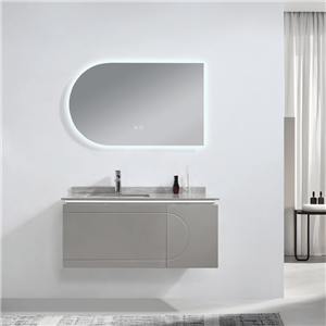 Grey LED Bathroom Vanity Set with Sintered Stone