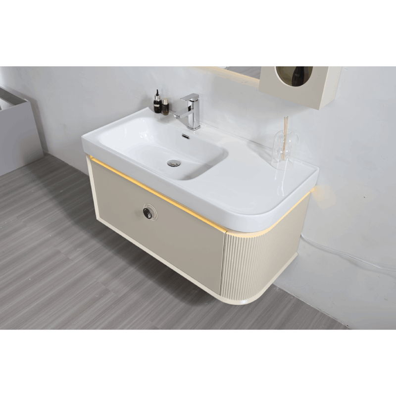 Premium LED Bathroom Vanity Set with Thick Ceramic Basin, LED Mirror, and Stylish Side Cabinet for Distributors