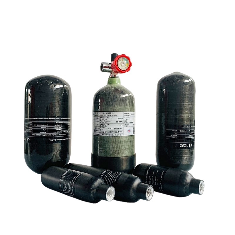 Bouteille de recharge d'air PCP en aluminium et carbone 200 bars et 300 bars