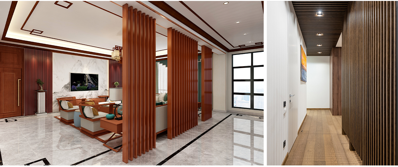 Indoor partition hollow wooden strips