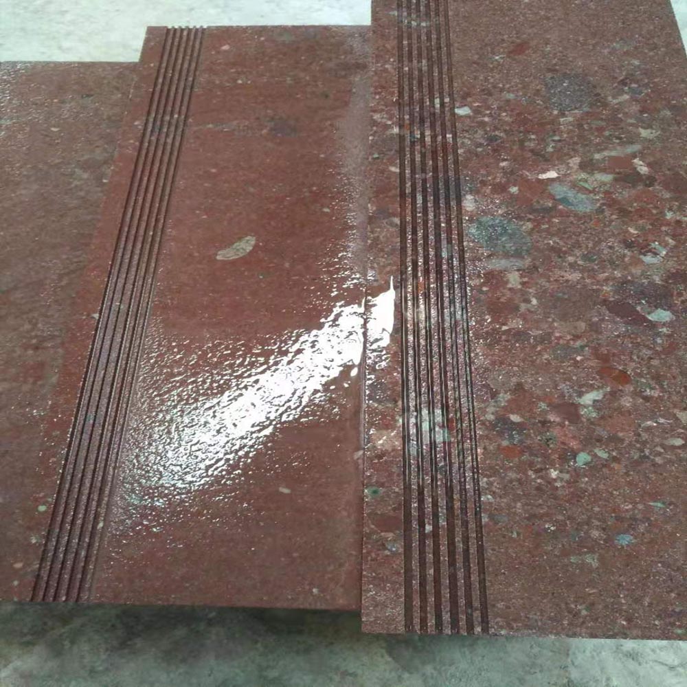 G666 Flamed Natural Stone Red Porphyry Stair Treads