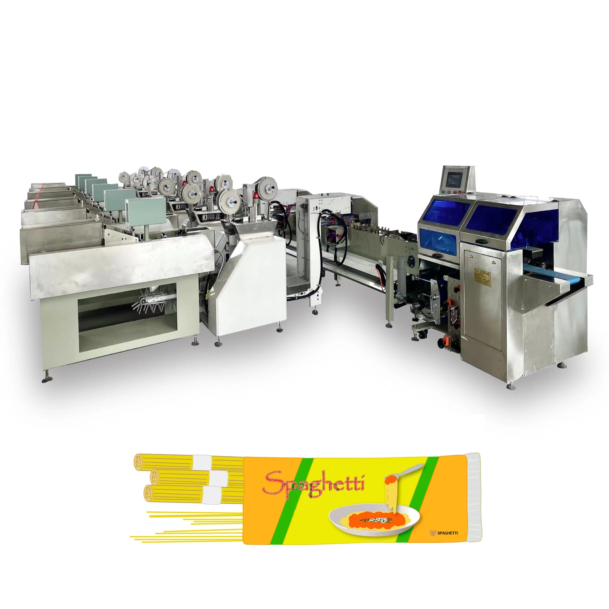 무게 측정기 및 묶음기가 있는 스파게티 포장기