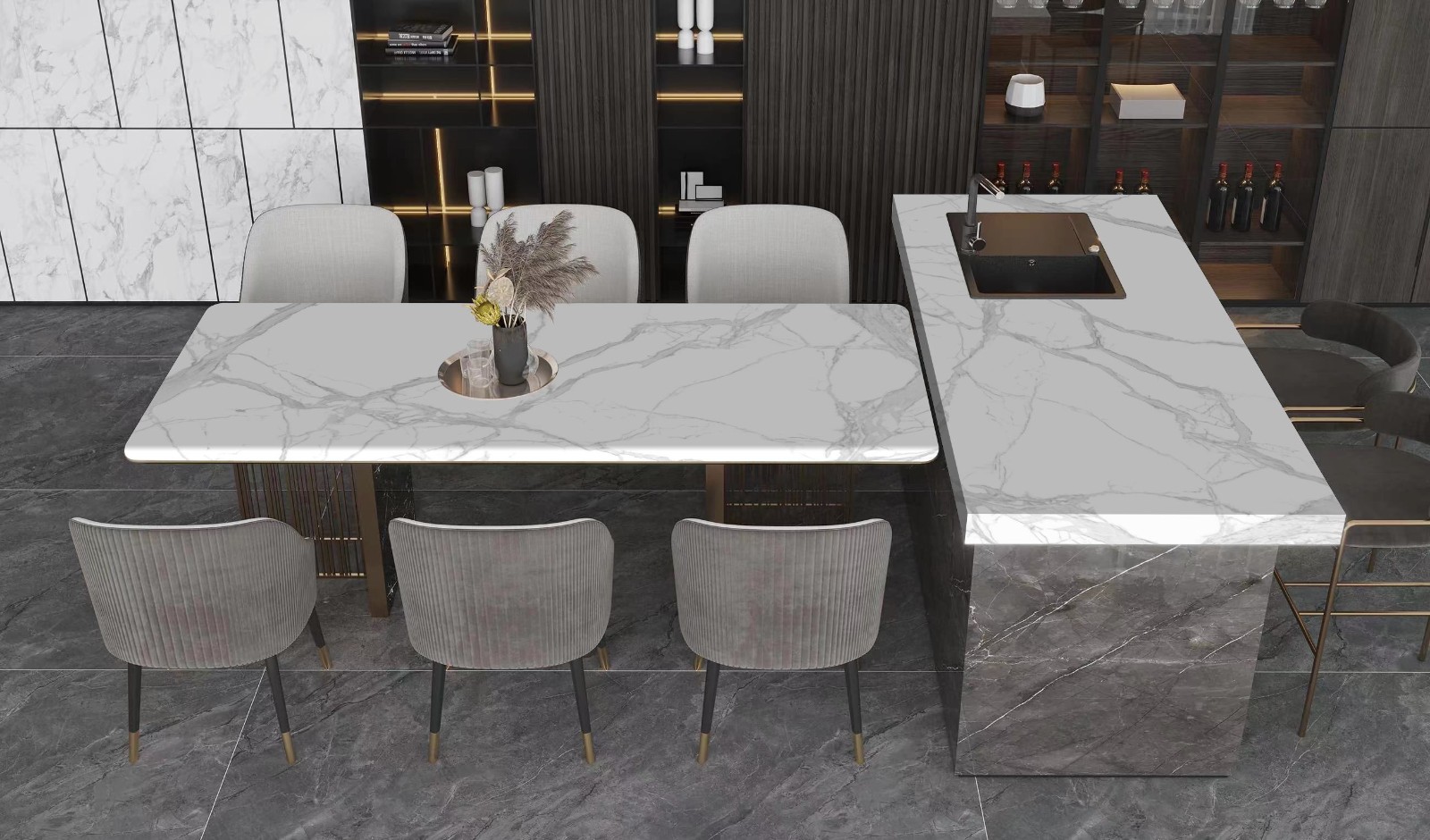 calacatta white nano crystal glass stone