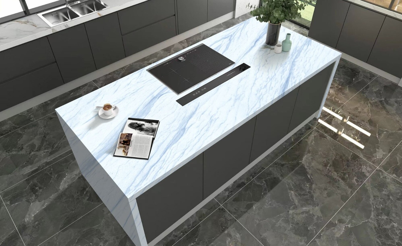 sky blue artificial marble slab