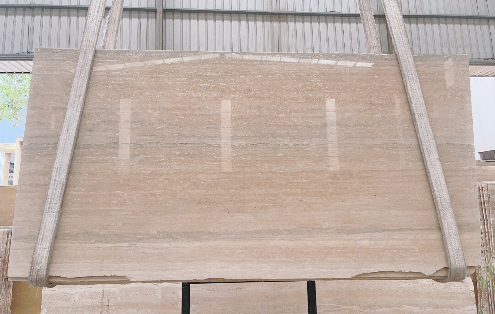 italian silver travertine slab