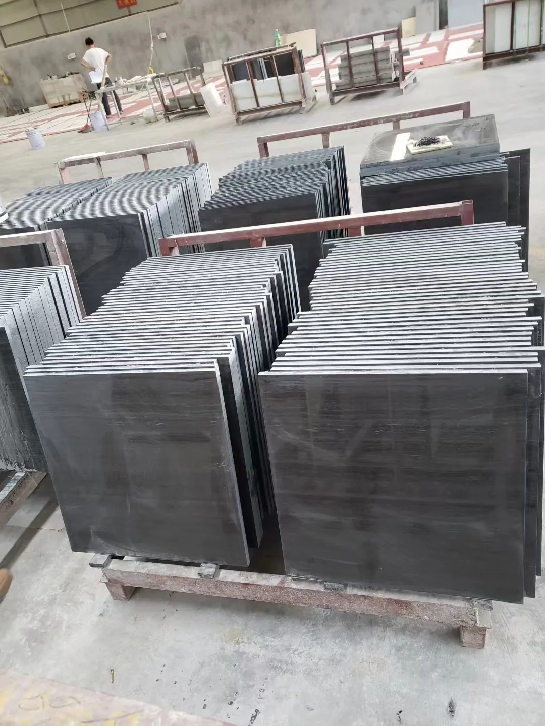 Wooden Black Marble Slab At Tile